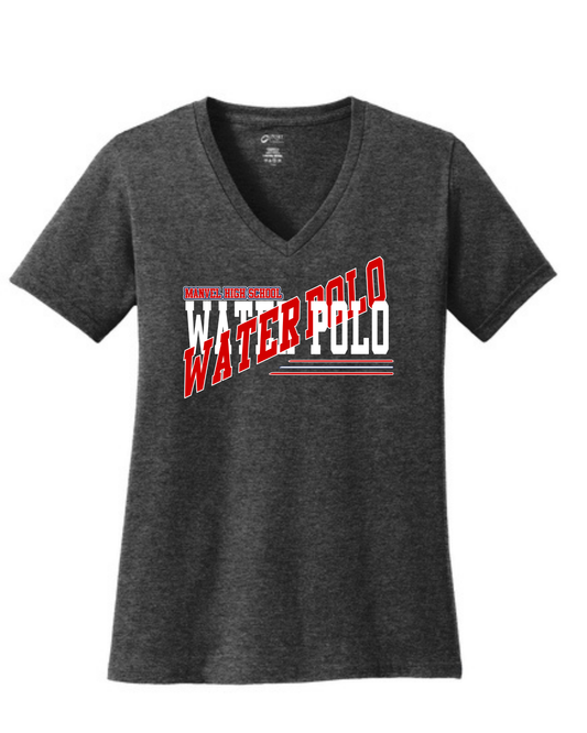 Manvel Water Polo- Cross Water Polo Ladies Vneck Cotton Tee