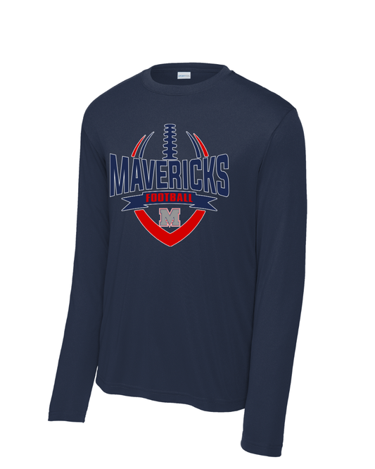 Manvel Football-  Mavericks Football Long Sleeve Performance Tee