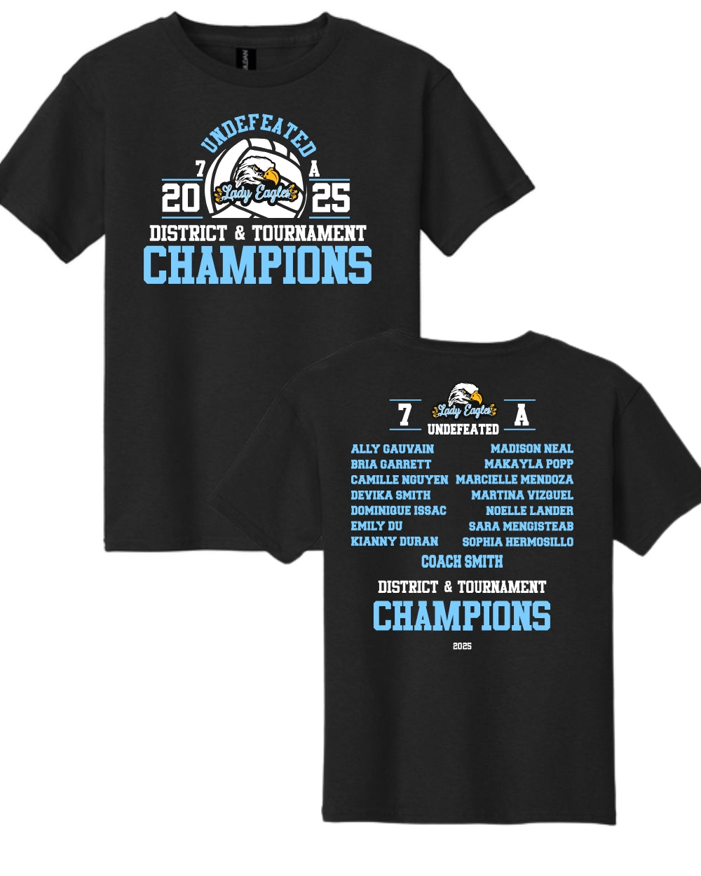 McNair Volleyball - 7A Undefeated District & Tournament Champions Cotton Tee Shirt
