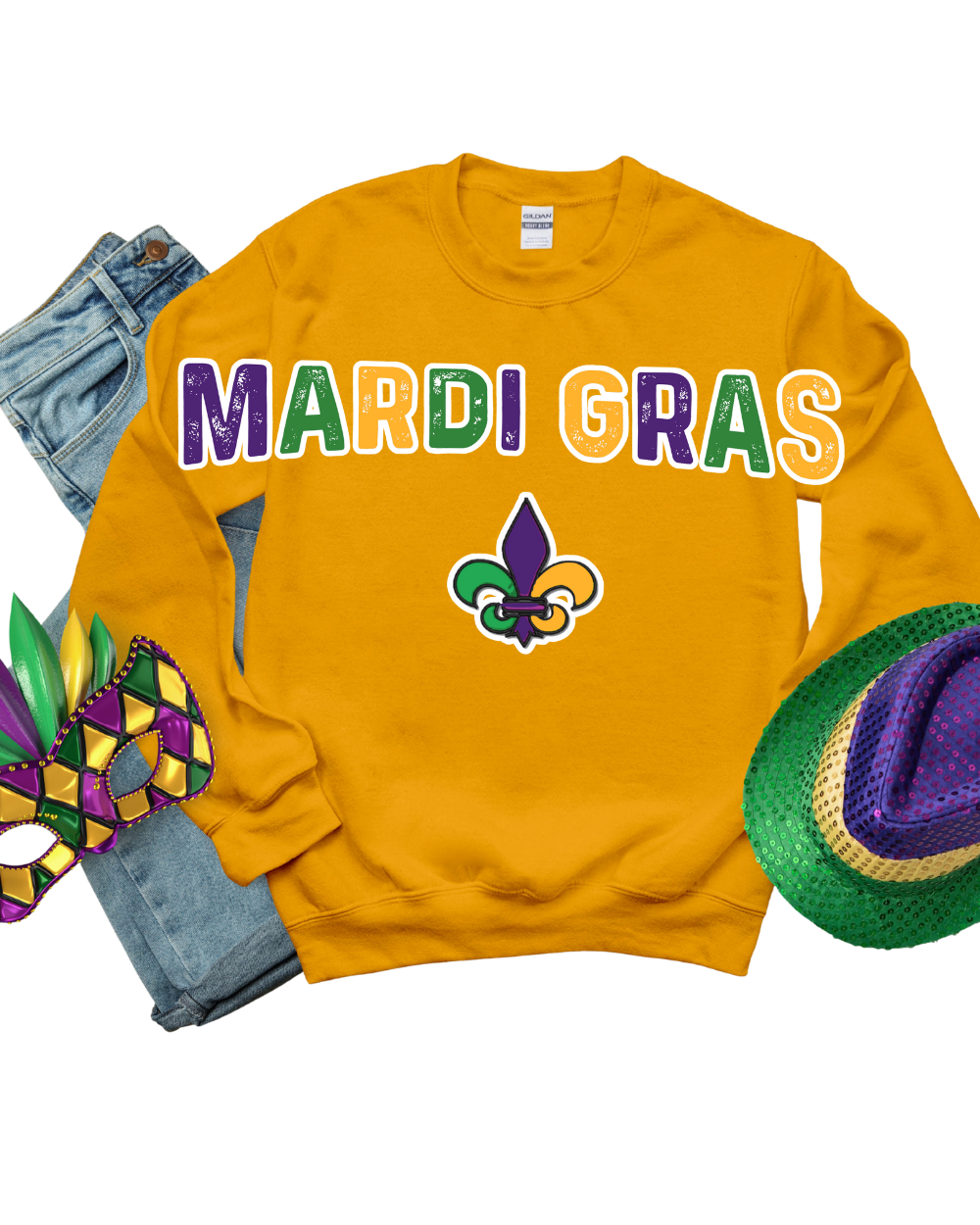 Sweatshirt-Mardi Gras Fleur De Lis  Oversized Sweatshirt