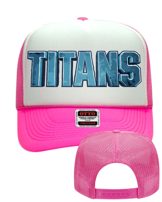 Shadow Creek Titans-  Titans Pinkout Foam Trucker Hat- White/Hot Pink