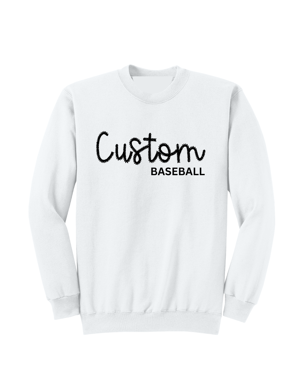 Baseball Spiritwear- Baseball Embroidered Mascot  Stitch Font Crewneck