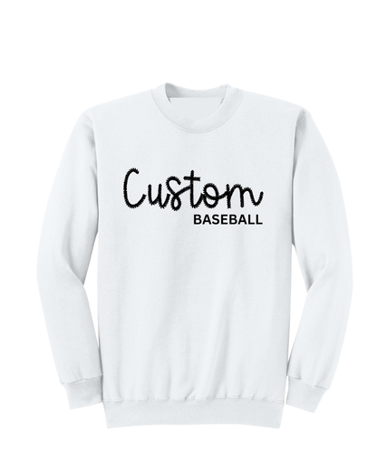 Baseball Spiritwear- Baseball Embroidered Mascot  Stitch Font Crewneck