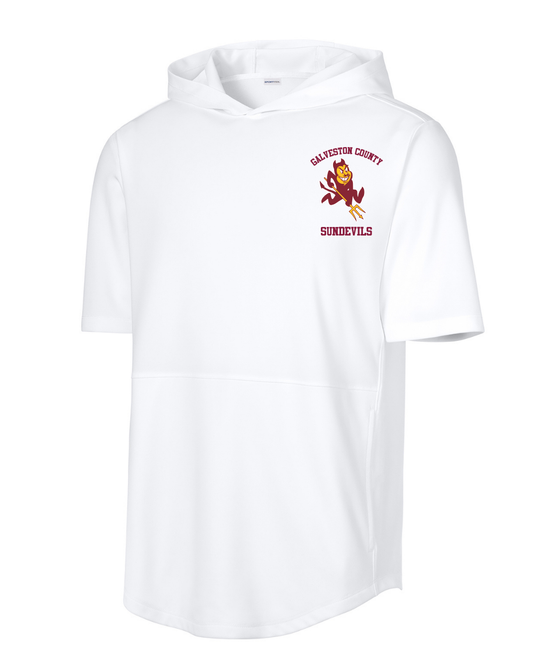 Sun Devils Baseball-Embroidered Logo Short Sleeve Hooded Tee