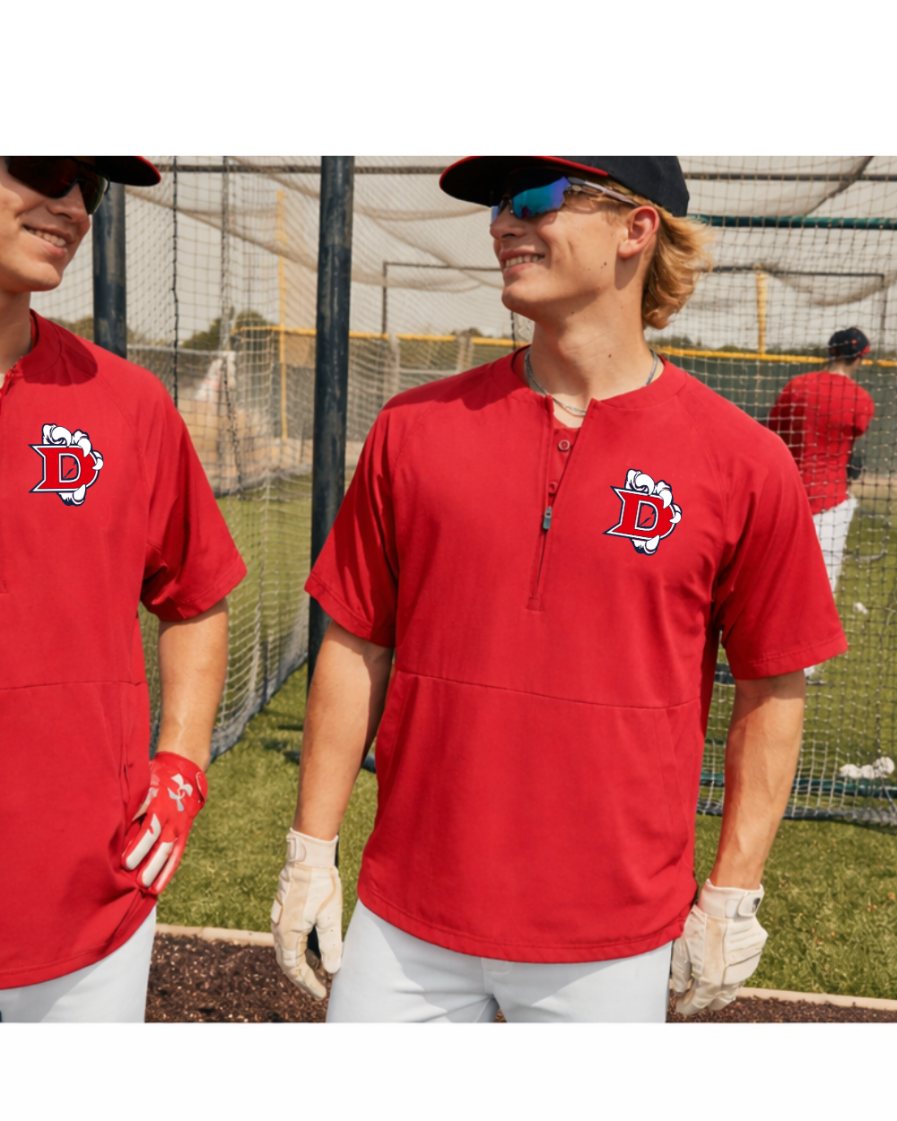 Dawson Baseball - EMBROIDERED Claw Logo Short Sleeve Pullover Jacket- Red