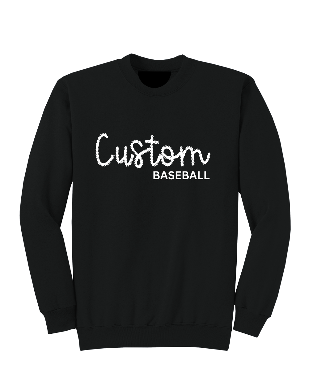 Baseball Spiritwear- Baseball Embroidered Mascot  Stitch Font Crewneck
