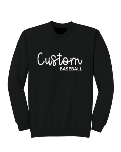Baseball Spiritwear- Baseball Embroidered Mascot  Stitch Font Crewneck