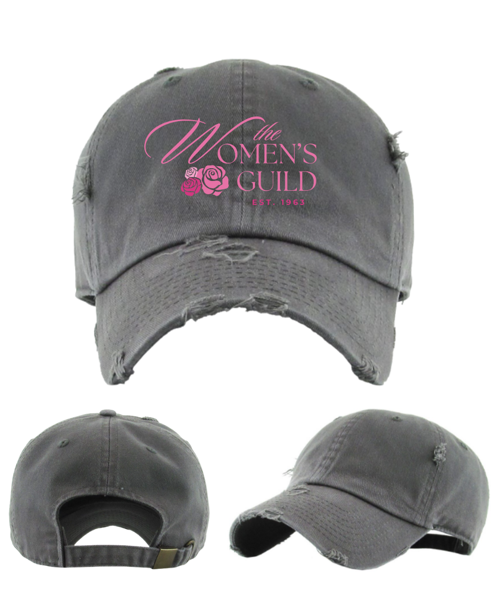 The Women's Guild- Embroidered Distressed Dad Hats