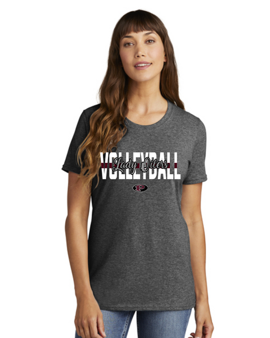 PHS Volleyball- Lady Oilers Volleyball Women's Cotton Tee-Dark Heather Grey