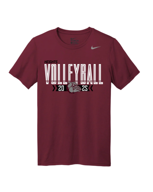 Heights Volleyball- Nike Legend Performance Tee- Deep Maroon