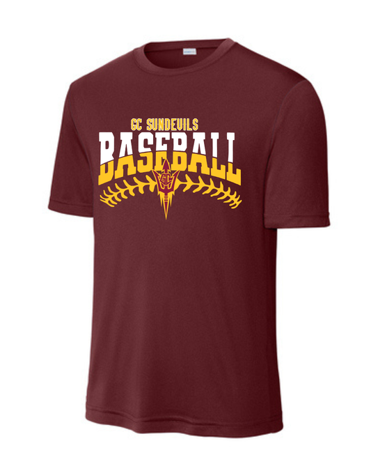 GC Sun Devils Baseball- GC Baseball Stitches  Short Sleeve Performance Tee