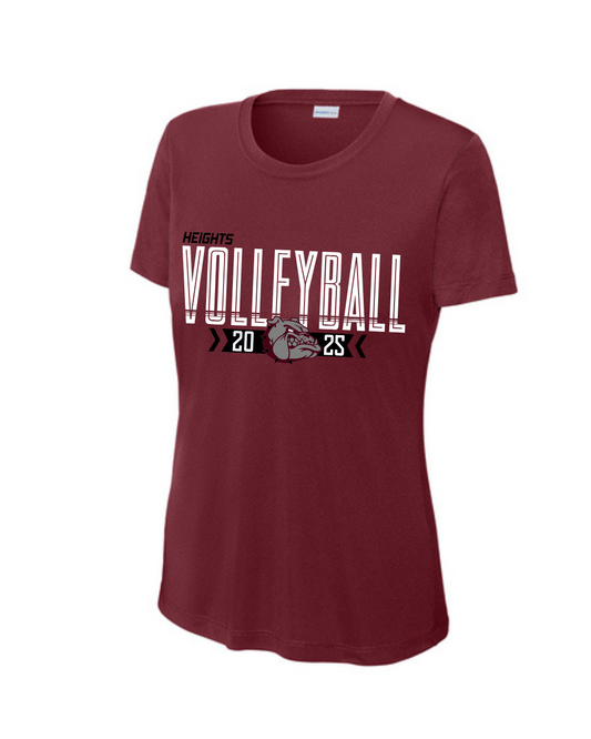Heights Volleyball-Heights VB Ladies Performance Tee- maroon