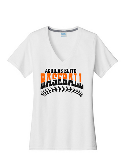 Aguilas Elite-AE Baseball Ladies Vneck - White