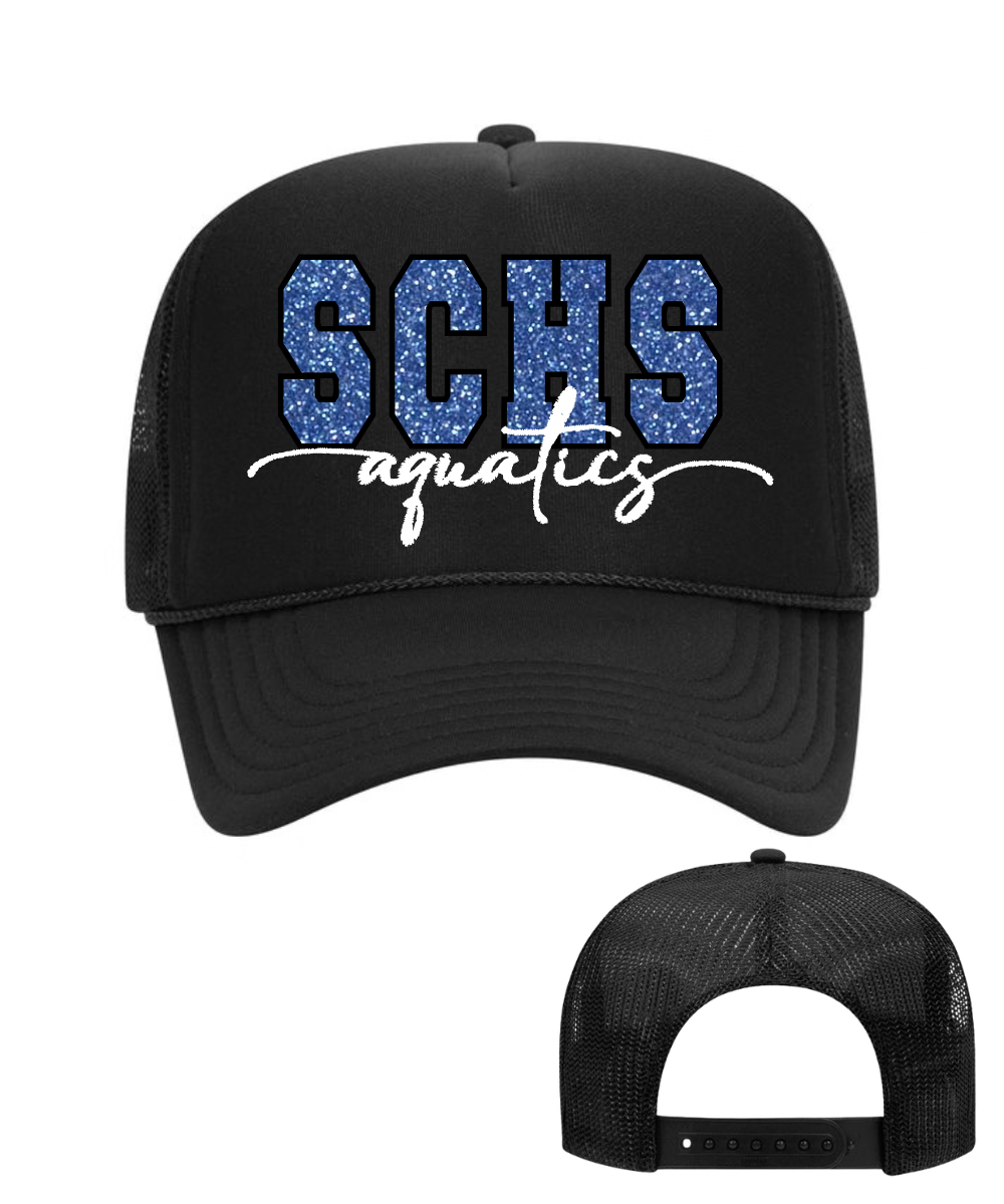 Shadow Creek Aquatics-  SHARKS Glitter Applique Foam Trucker Hat