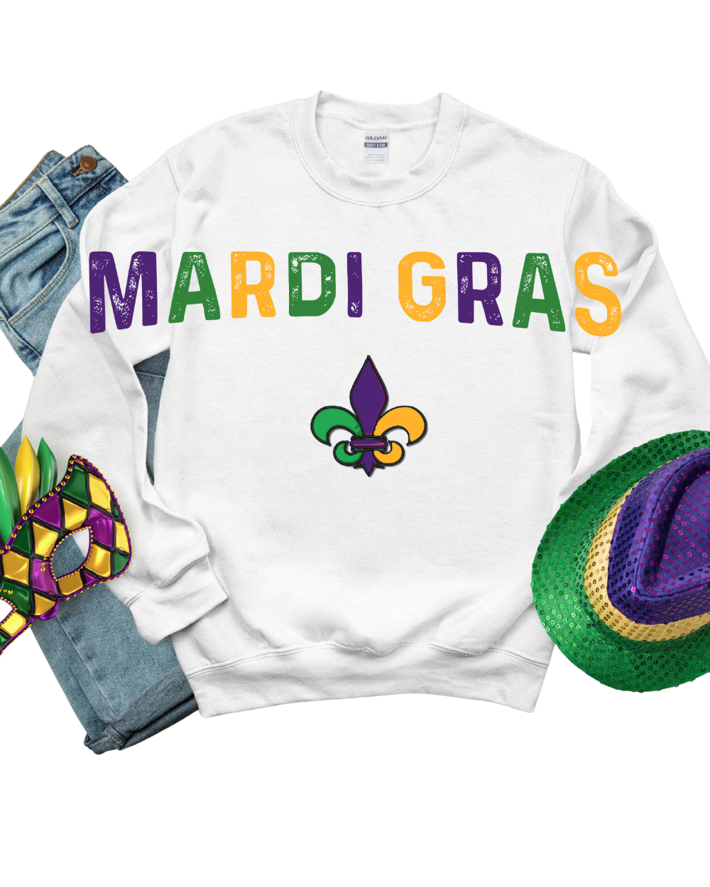 Sweatshirt-Mardi Gras Fleur De Lis  Oversized Sweatshirt