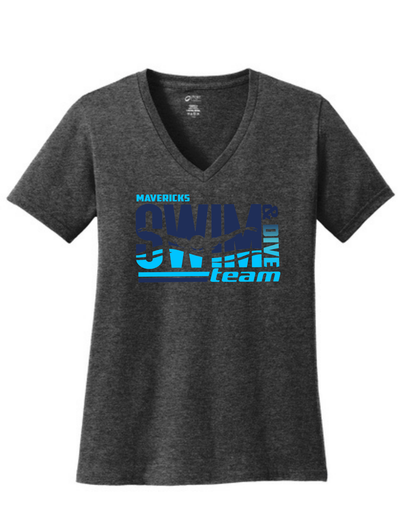Manvel Swim & Dive- Mavericks Swim & Dive Ladies Vneck Cotton Tee