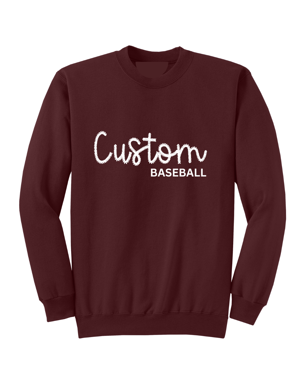 Baseball Spiritwear- Baseball Embroidered Mascot  Stitch Font Crewneck