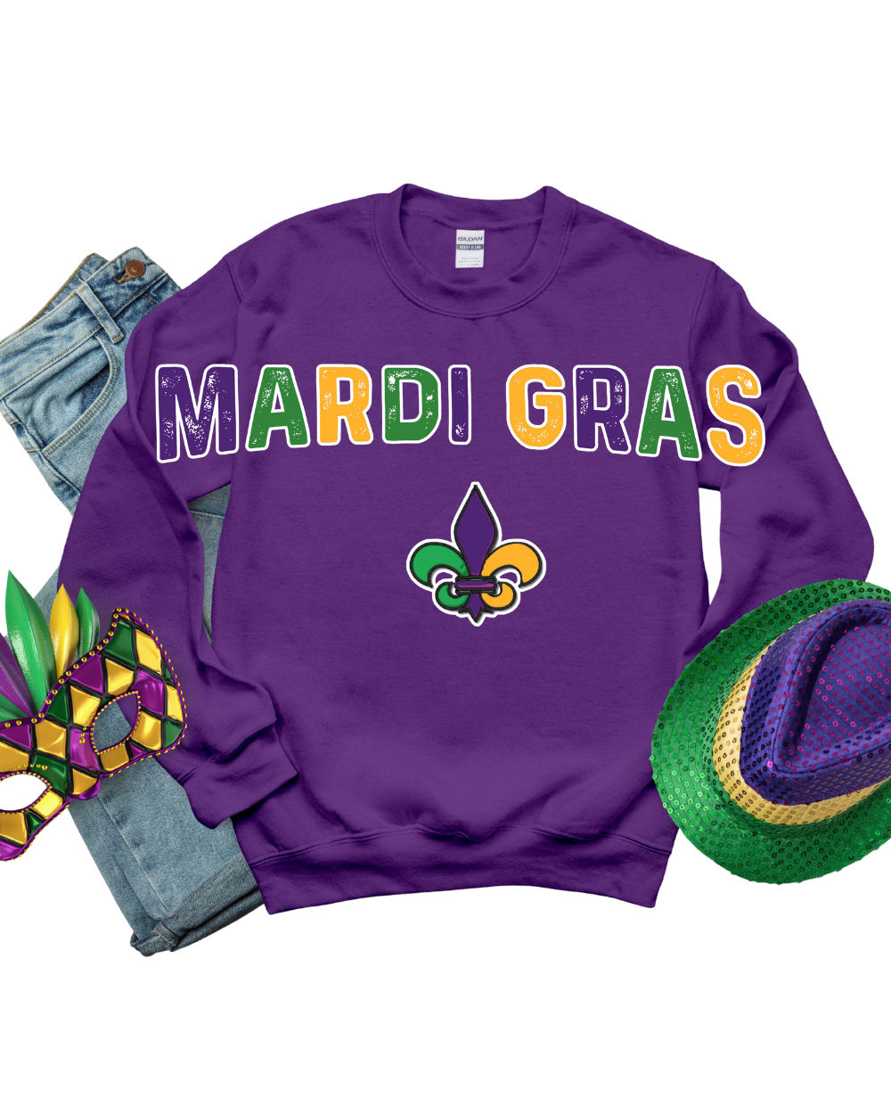 Sweatshirt-Mardi Gras Fleur De Lis  Oversized Sweatshirt