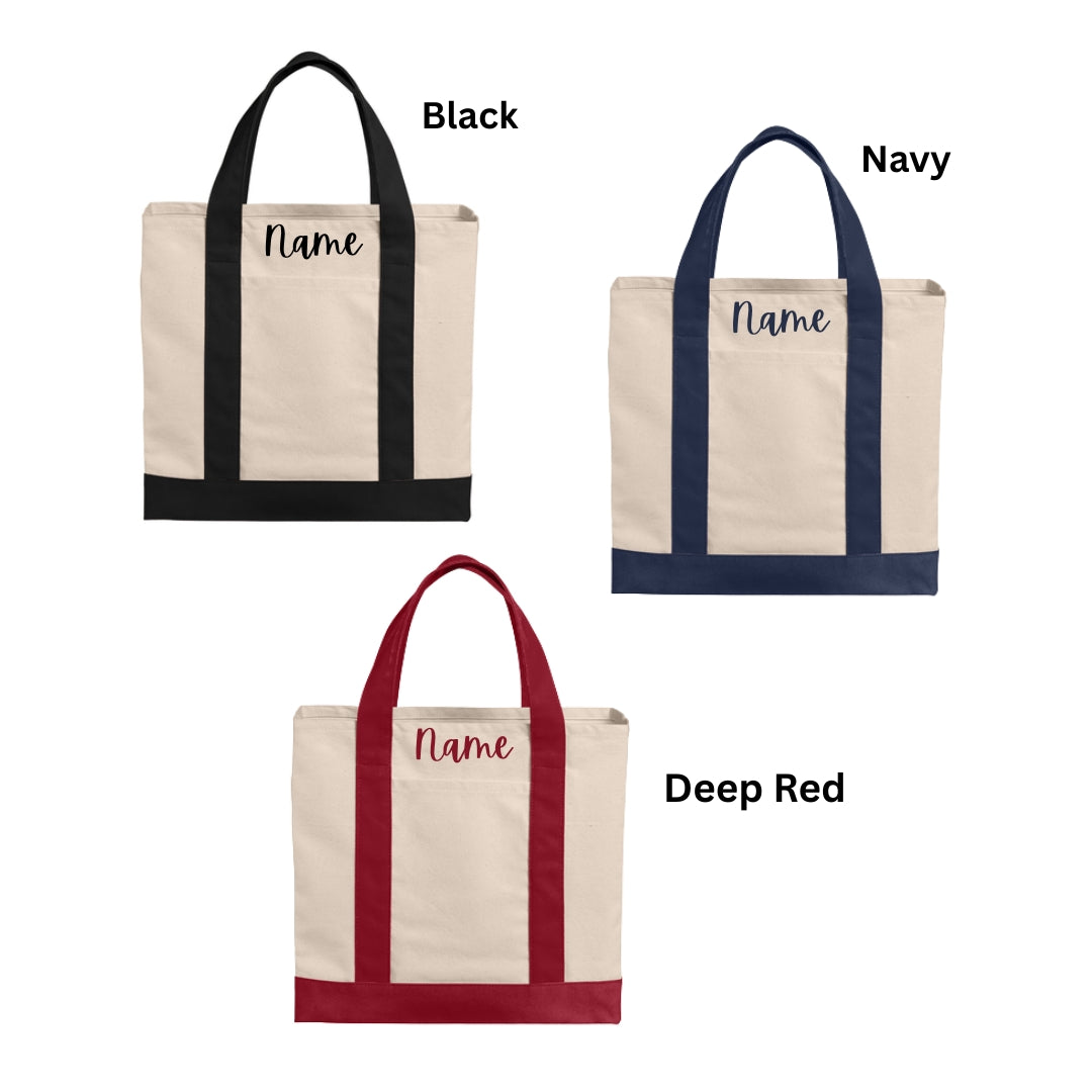 Gift - Embroidered Canvas Two-Tone Tote