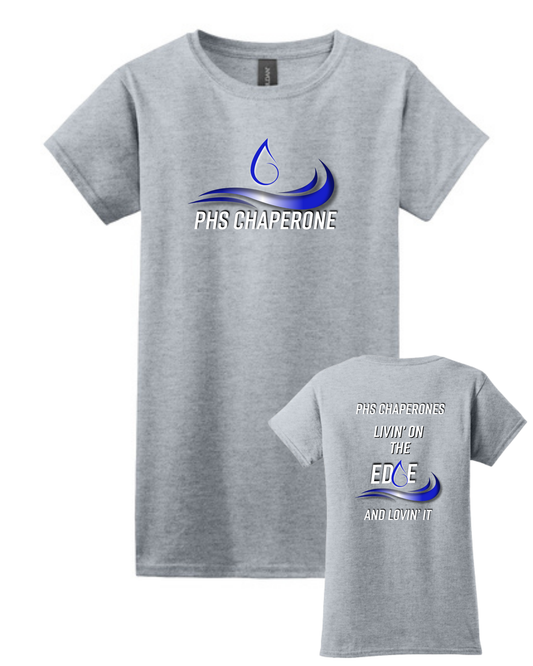 Pearland HS Band Chaperone- PHS Chaperone Logo Ladies Cotton T-Shirt- Sport Grey