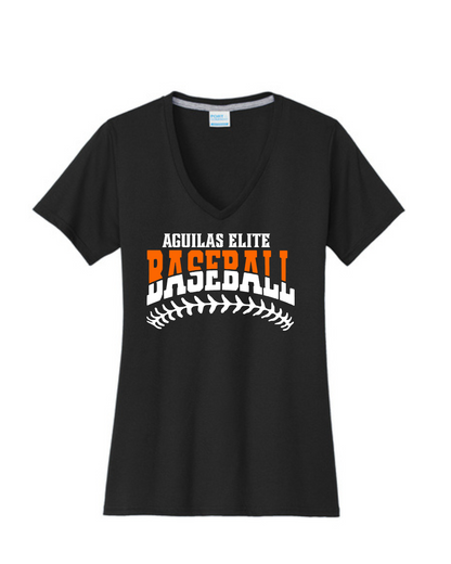 Aguilas Elite-AE Baseball Ladies Vneck - Black