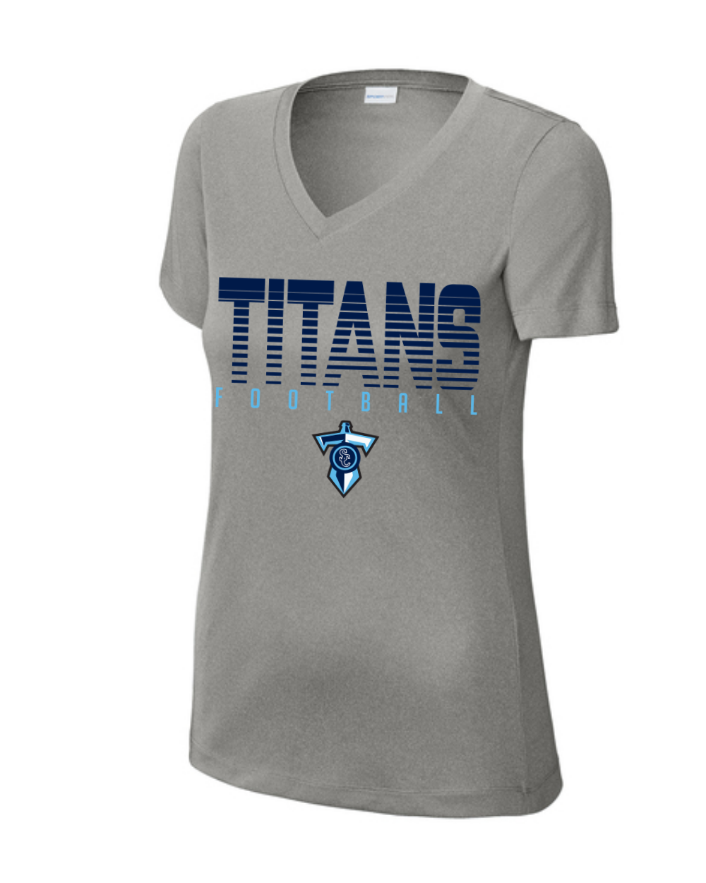Shadow Creek Titans- Striped Titans Ladies Short Sleeve VNeck Performance Tee