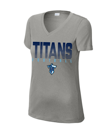Shadow Creek Titans- Striped Titans Ladies Short Sleeve VNeck Performance Tee