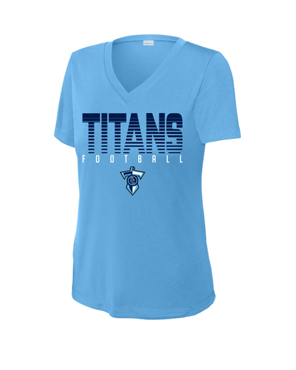 Shadow Creek Titans- Striped Titans Ladies Short Sleeve VNeck Performance Tee