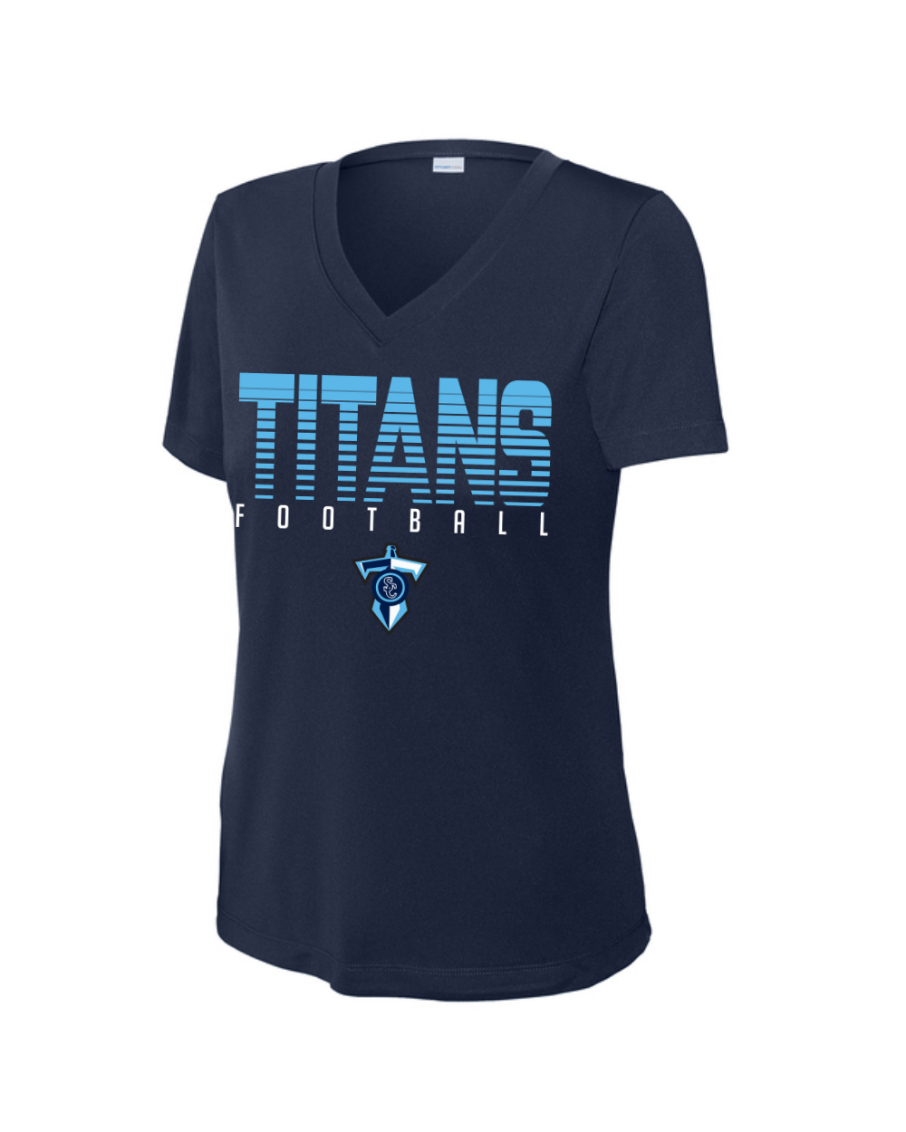 Shadow Creek Titans- Striped Titans Ladies Short Sleeve VNeck Performance Tee
