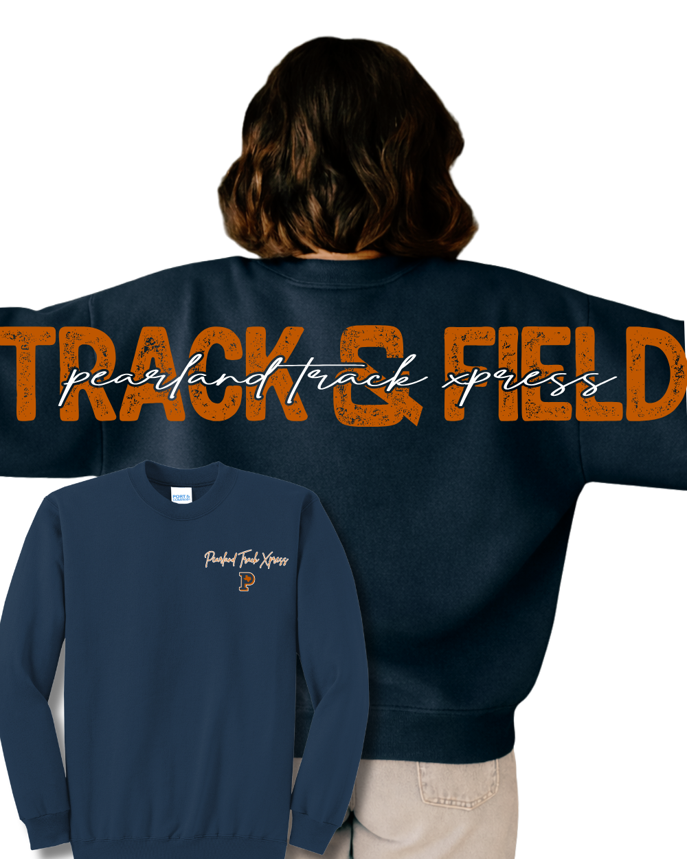 PTX- Pearland Track Xpress Oversized print Crewneck