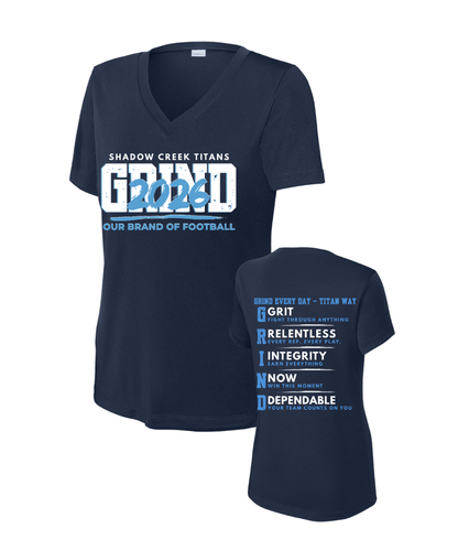 Shadow Creek Titans- Titans Grind 2026 Ladies Short Sleeve VNeck Performance Tee