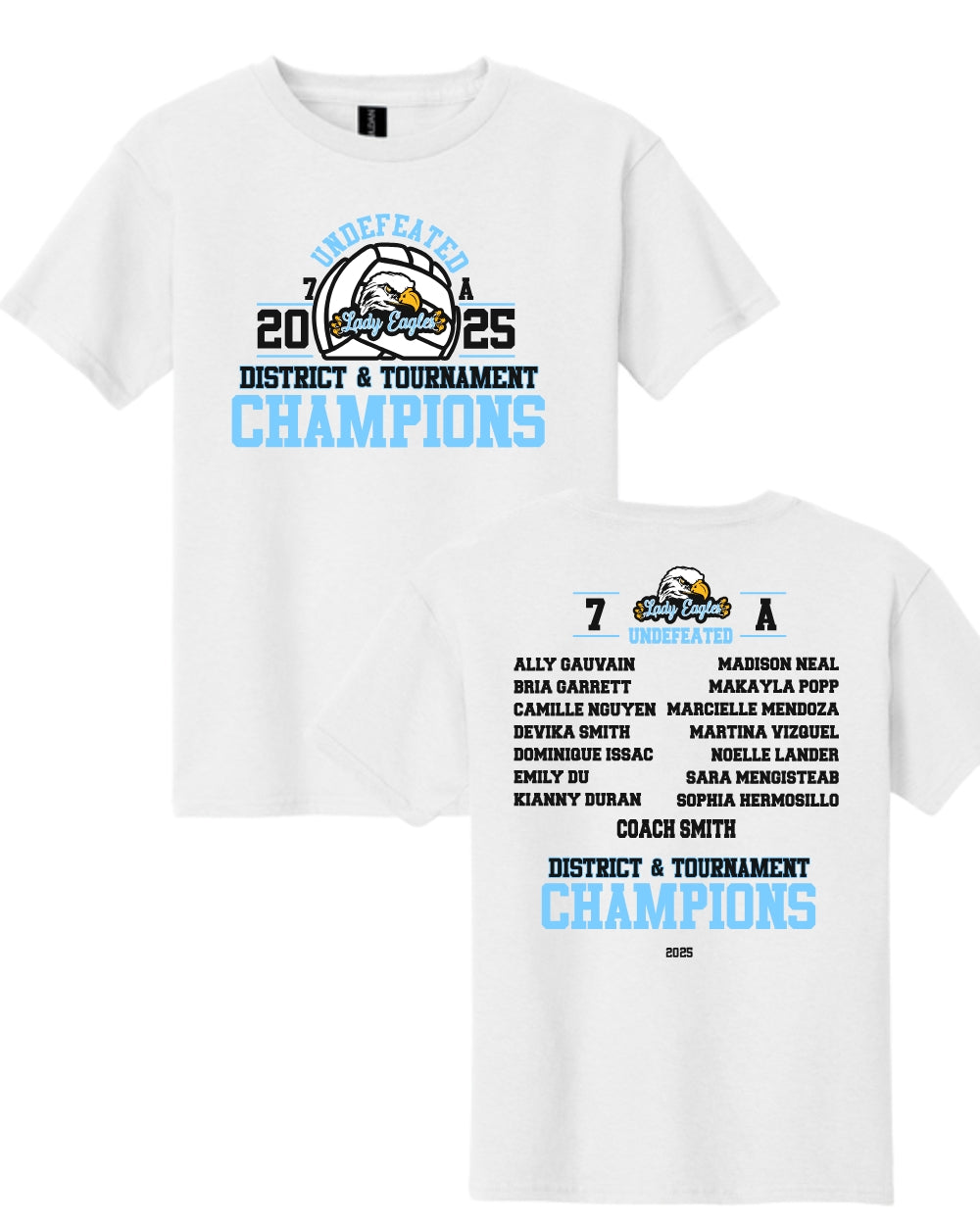 McNair Volleyball - 7A Undefeated District & Tournament Champions Cotton Tee Shirt