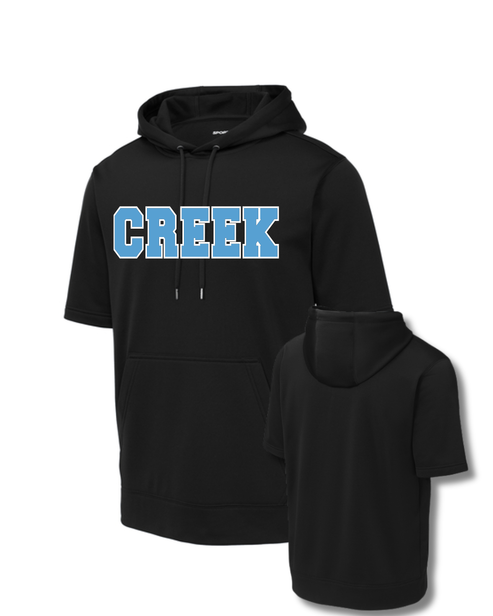 Shadow Creek- Embroidered Creek Applique  Short Sleeve Performance Hoodie