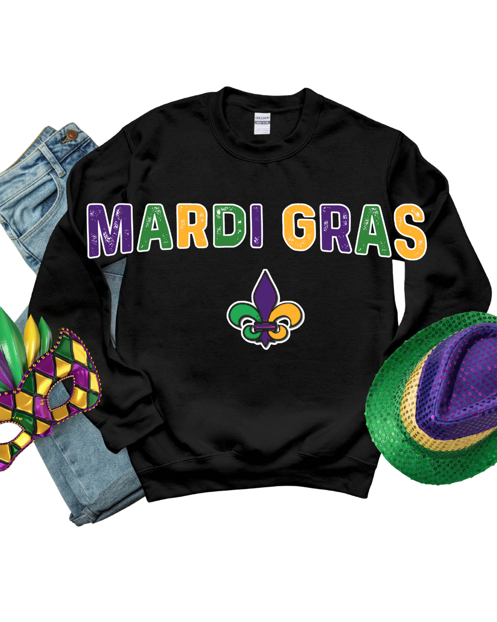 Sweatshirt-Mardi Gras Fleur De Lis  Oversized Sweatshirt