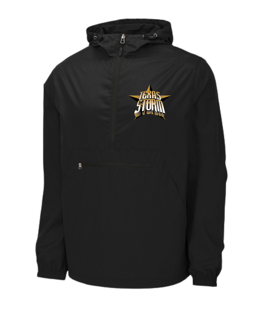 Texas Storm-  Embroidered Pullover Rain Jacket- Black