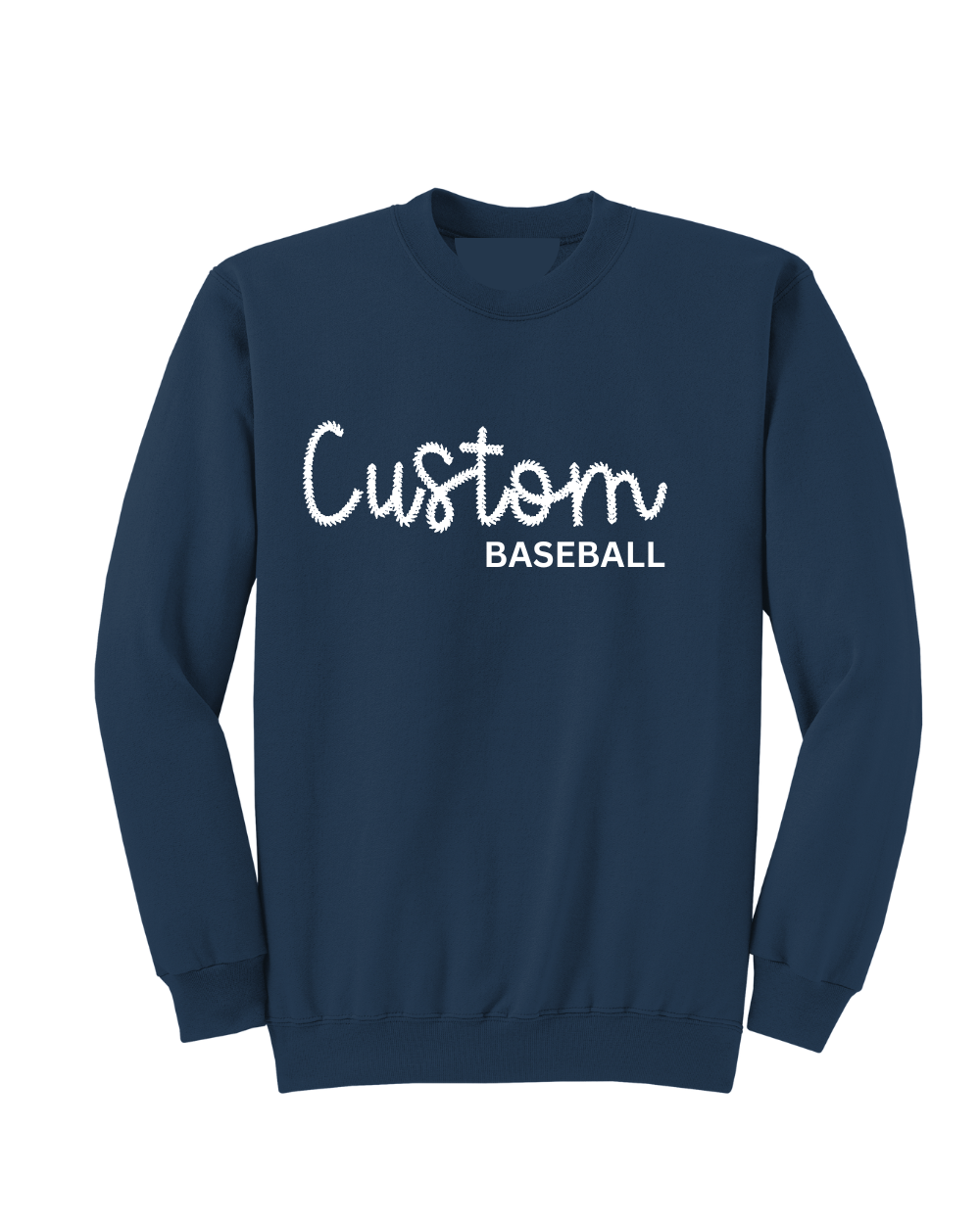 Baseball Spiritwear- Baseball Embroidered Mascot  Stitch Font Crewneck