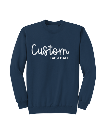 Baseball Spiritwear- Baseball Embroidered Mascot  Stitch Font Crewneck