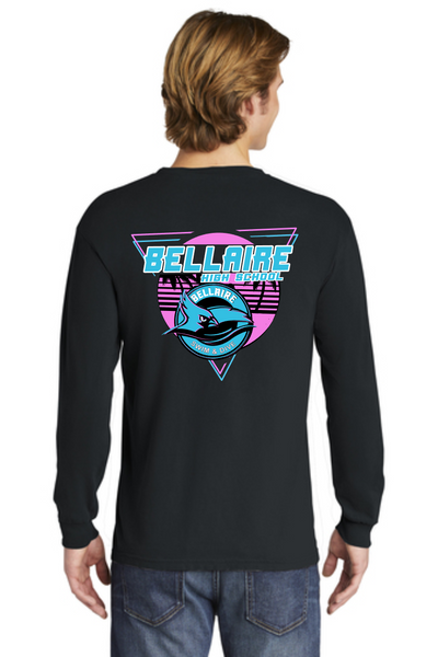 Bellaire Cardinals Swim & Dive - Retro  Long sleeve Comfort Colors Tee-Black