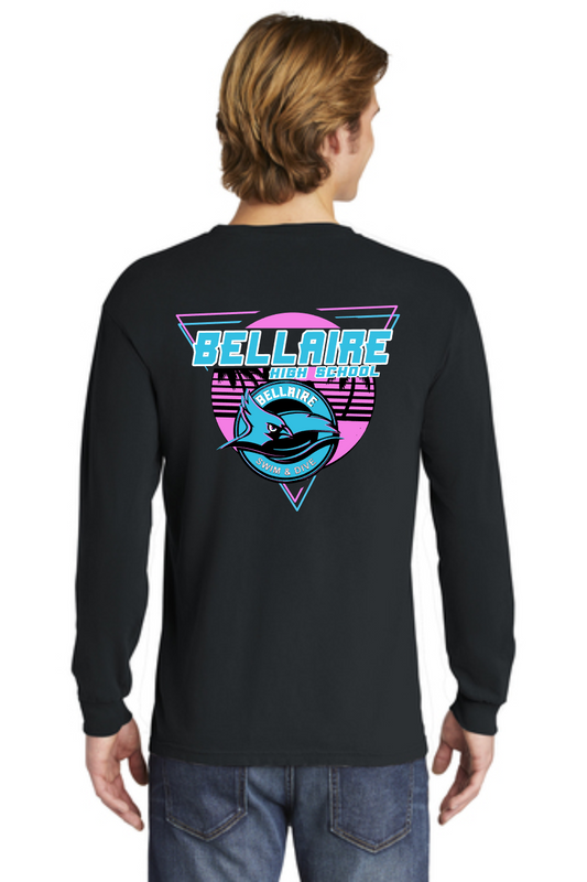 Bellaire HS- Retro Longsleeve Comfort Colors Tee- Black