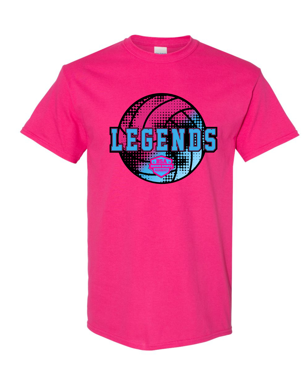 BSA-Legends Distressed Volleyball Cotton Tee-Pink