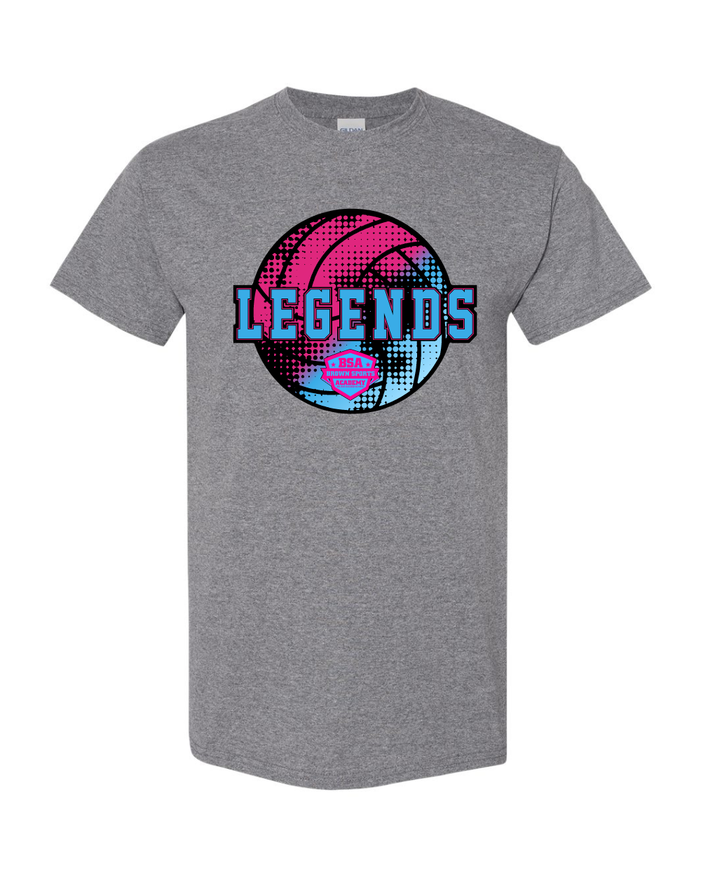 BSA-Legends Distressed Volleyball Cotton Tee-Grey