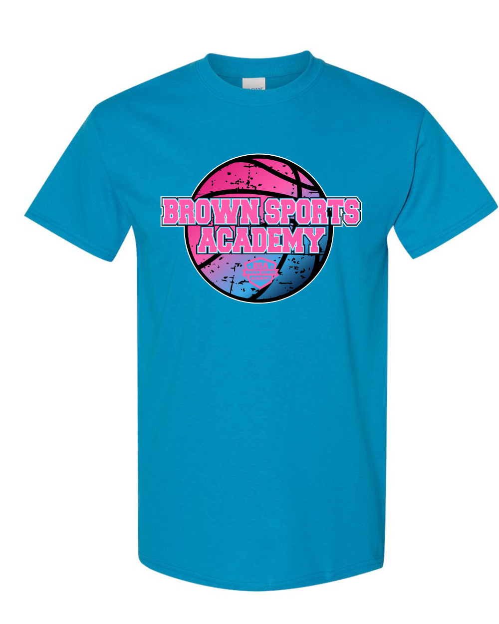 BSA-Brown Sports Academy Girls Distressed Basketball Cotton Tee- Blue