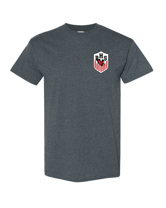 Bellaire Cardinals Soccer- Crest Cotton Tee- Heather Grey