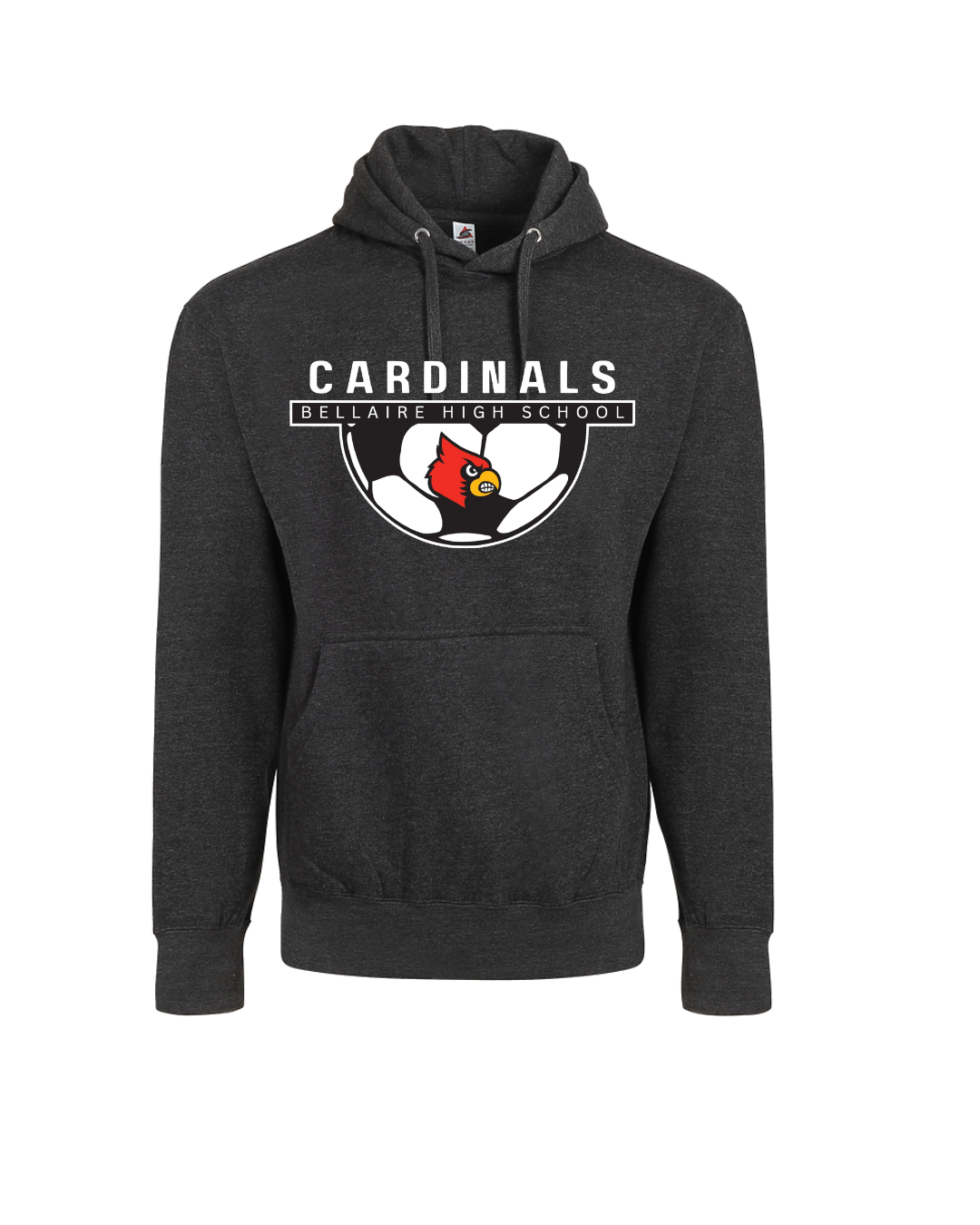 Bellaire Cardinals-Half Ball Soccer Hoodie-Heather Charcoal