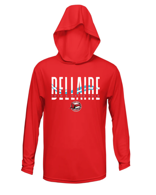 Bellaire HS- Hooded Longsleeve Performance Tee- Red