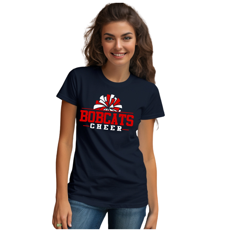 Berry Miller Cheer- Bobcats Cheer 2024 Cotton Tee- Navy