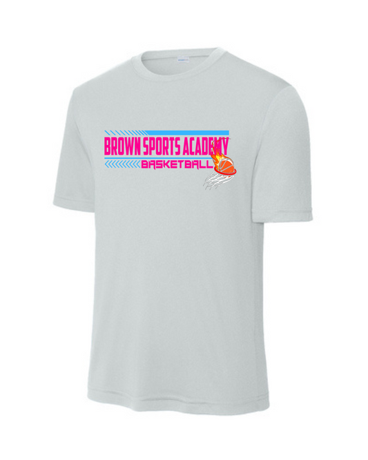 BSA-Brown Sports Academy Girls Performance Tee-Silver