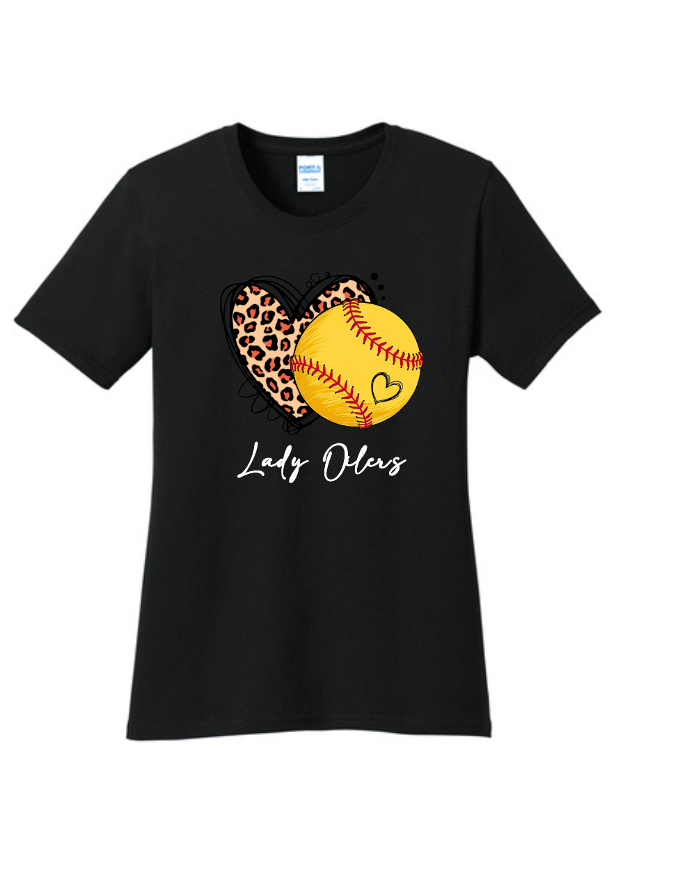 PHS Softball- Lady Oilers Leopard  Heart Women's Cotton Tee