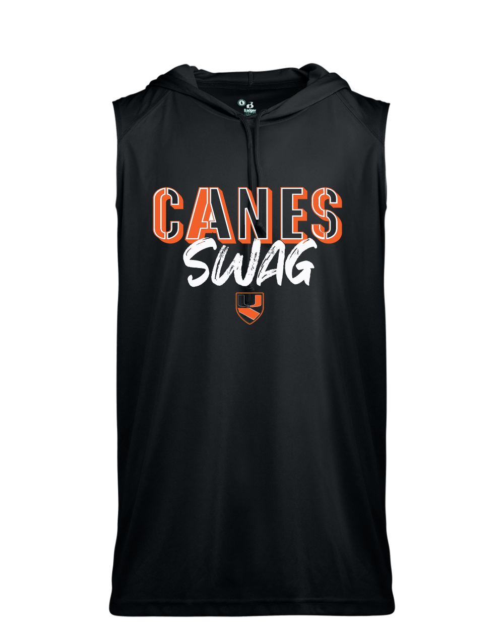 Pearland Canes- Canes Swag- Black Sleeveless Hoodie Performance Tee