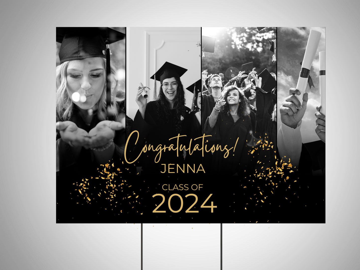 Graduation- Yard Sign-Class of 20XX with Black and White Photos